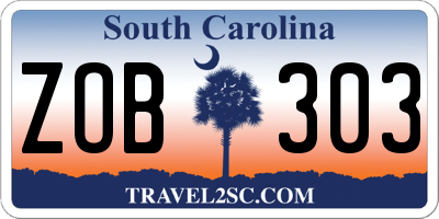 SC license plate ZOB303