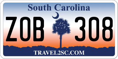 SC license plate ZOB308
