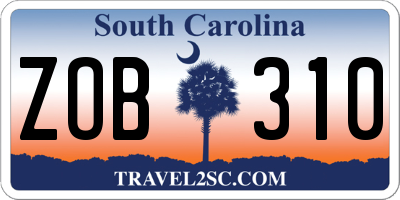 SC license plate ZOB310