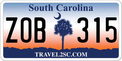 SC license plate ZOB315