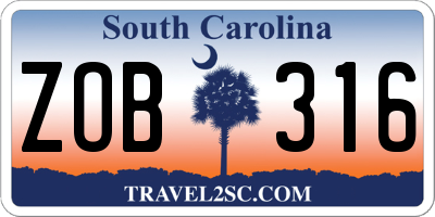 SC license plate ZOB316