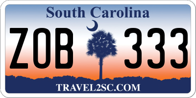 SC license plate ZOB333