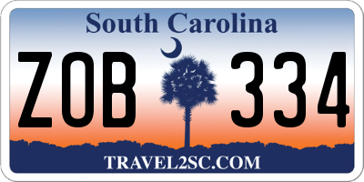 SC license plate ZOB334