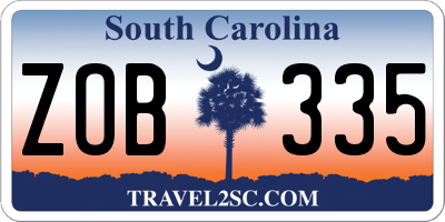 SC license plate ZOB335
