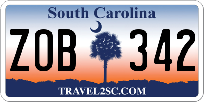 SC license plate ZOB342