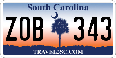 SC license plate ZOB343