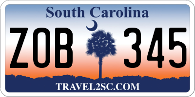 SC license plate ZOB345