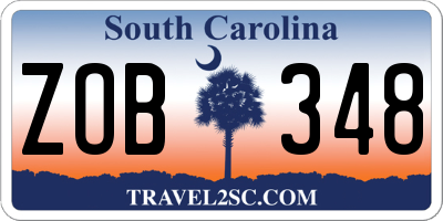 SC license plate ZOB348