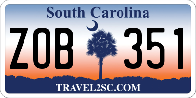 SC license plate ZOB351