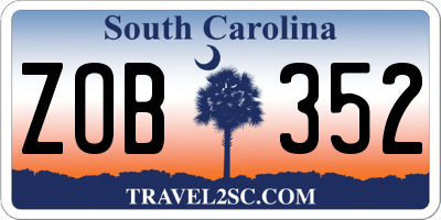 SC license plate ZOB352