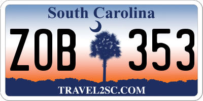SC license plate ZOB353