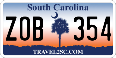 SC license plate ZOB354
