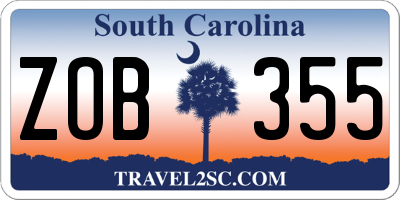SC license plate ZOB355