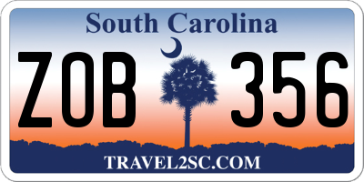 SC license plate ZOB356