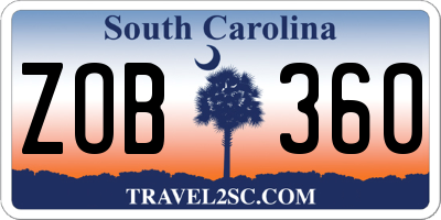 SC license plate ZOB360