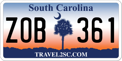 SC license plate ZOB361