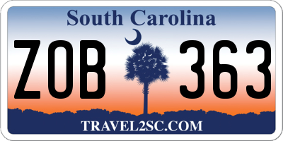 SC license plate ZOB363