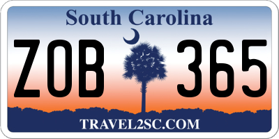 SC license plate ZOB365