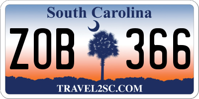 SC license plate ZOB366