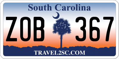 SC license plate ZOB367