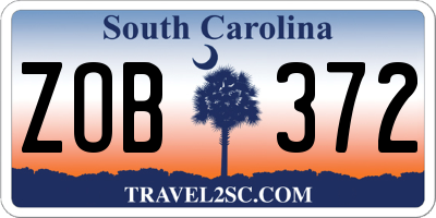 SC license plate ZOB372