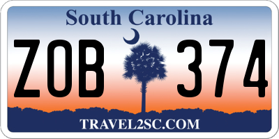 SC license plate ZOB374