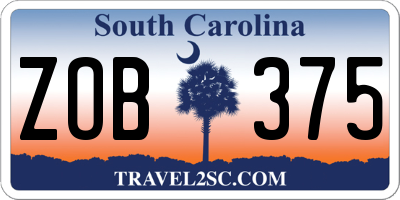 SC license plate ZOB375
