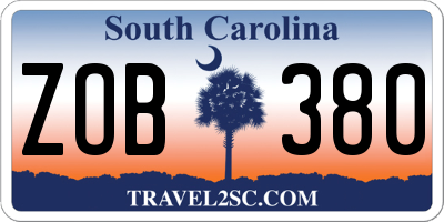 SC license plate ZOB380