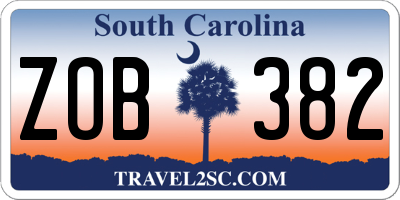 SC license plate ZOB382