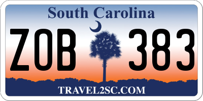 SC license plate ZOB383
