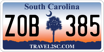SC license plate ZOB385