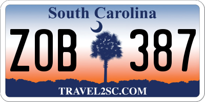 SC license plate ZOB387