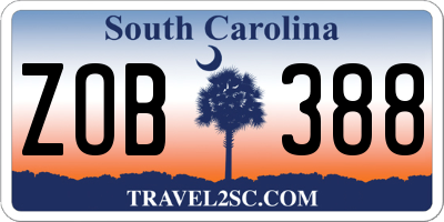 SC license plate ZOB388