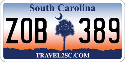 SC license plate ZOB389