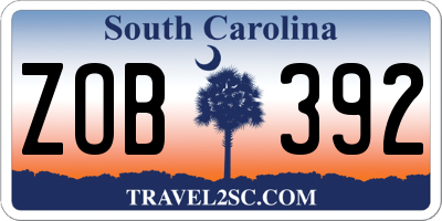 SC license plate ZOB392