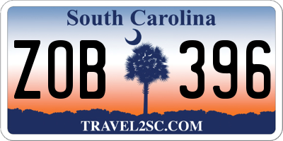 SC license plate ZOB396