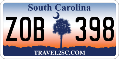 SC license plate ZOB398