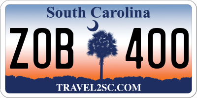 SC license plate ZOB400