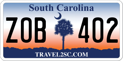 SC license plate ZOB402