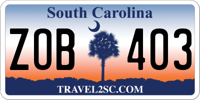 SC license plate ZOB403