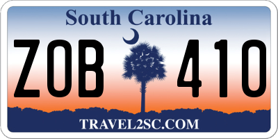 SC license plate ZOB410
