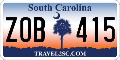 SC license plate ZOB415