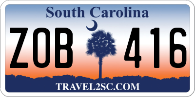 SC license plate ZOB416