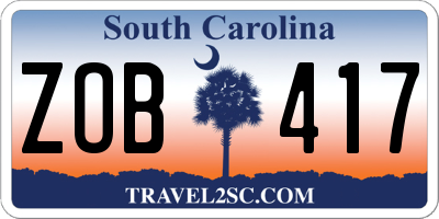 SC license plate ZOB417