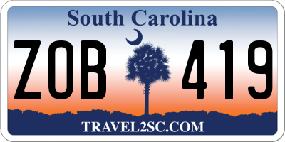 SC license plate ZOB419
