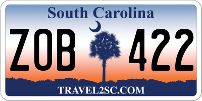 SC license plate ZOB422