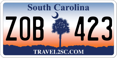 SC license plate ZOB423