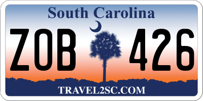 SC license plate ZOB426