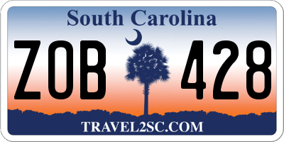 SC license plate ZOB428