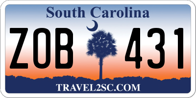 SC license plate ZOB431